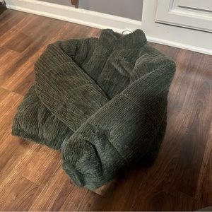 Dark Green Fur Coat - Cozy and Stylish -Size Medium